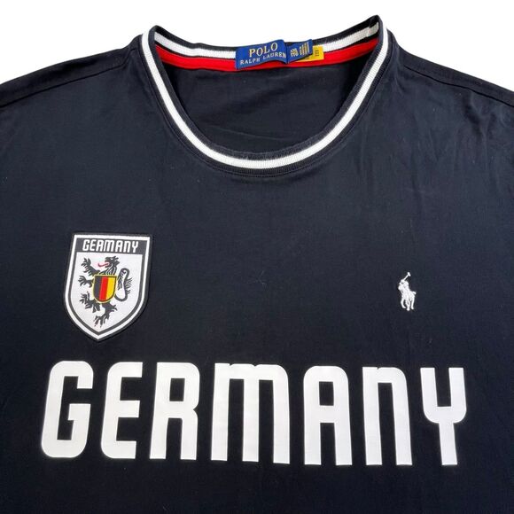 Polo Ralph Lauren Germany T-Shirt Adult 2XL Black World Cup Soccer Jersey Crest - Picture 2 of 8